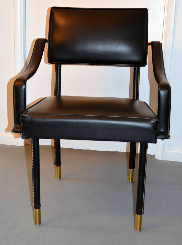 French Set of Ten Jacques Adnet Armchairs