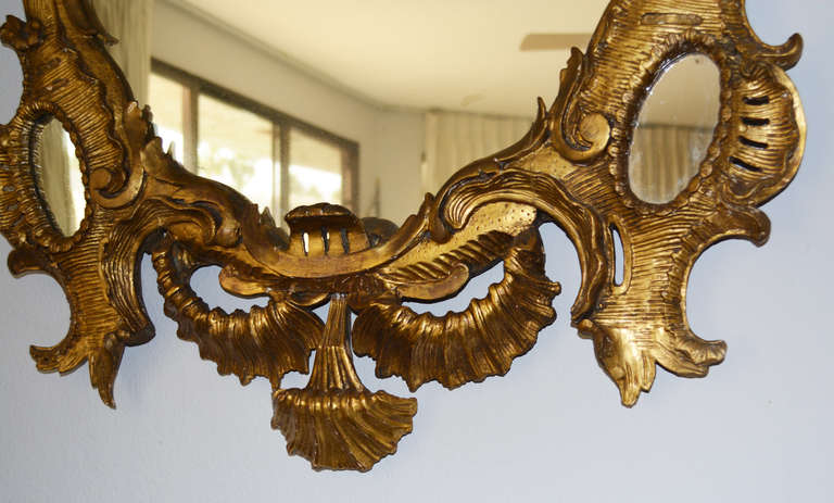 18th C. Rocaille Giltwood Mirror In Good Condition In Palm Springs, CA