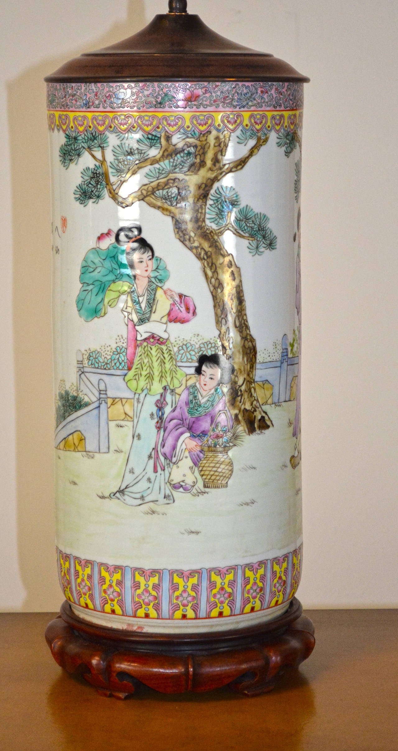 famille rose lamp