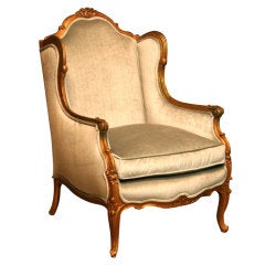 19th Century Louis XV Style Carved Giltwood Wingback
