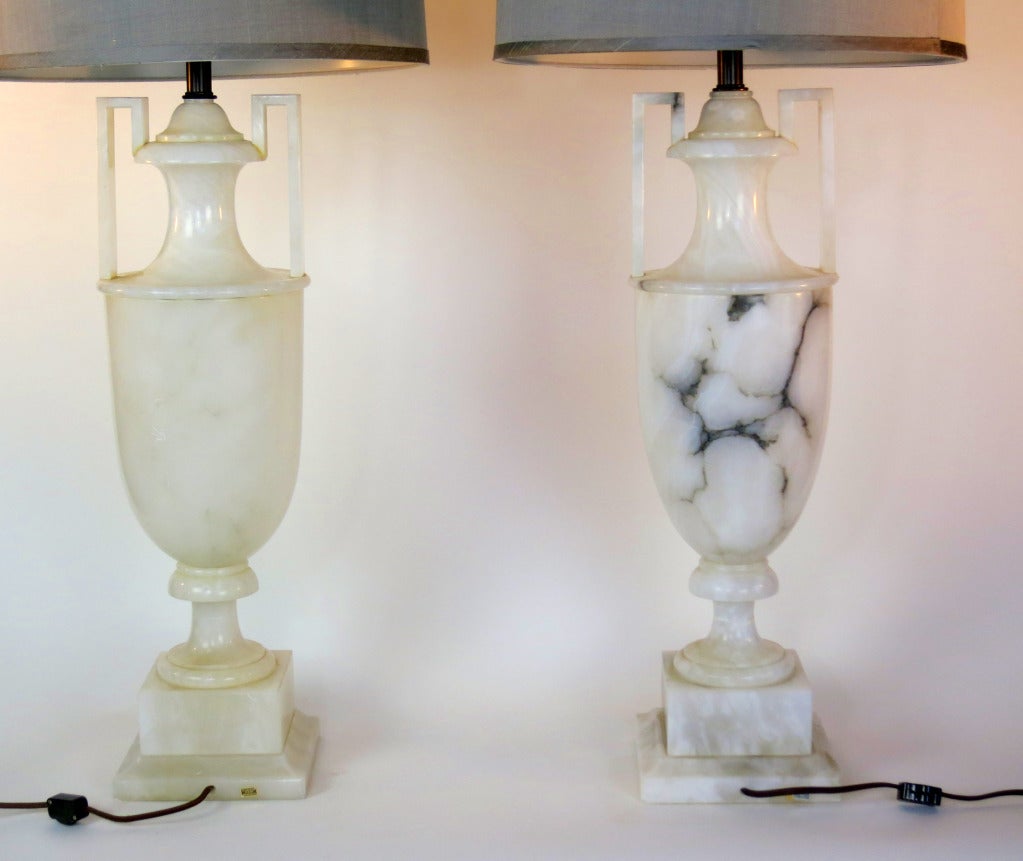20th Century Monumental Pair of Alabaster Lamps