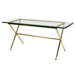 Elegant Brass Faux Bamboo Console 