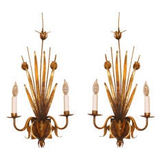 Pair of Gilt Iron Spanish Sconces