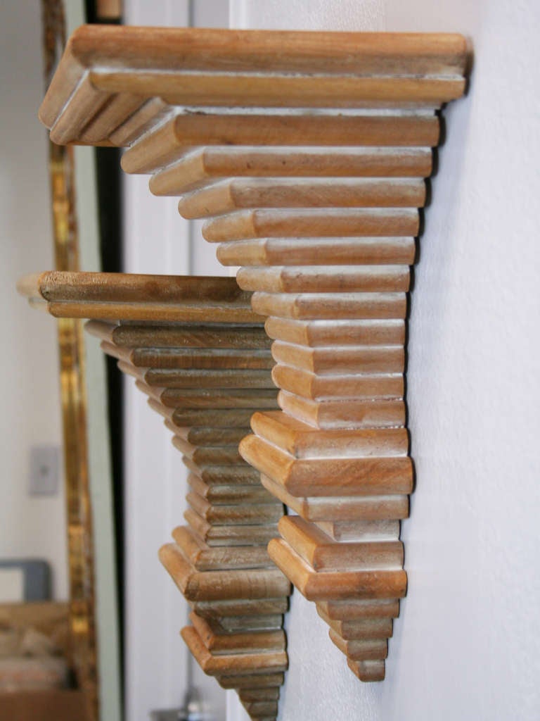 Pair of 1970's Italian Wood Brackets In Good Condition In Palm Springs, CA