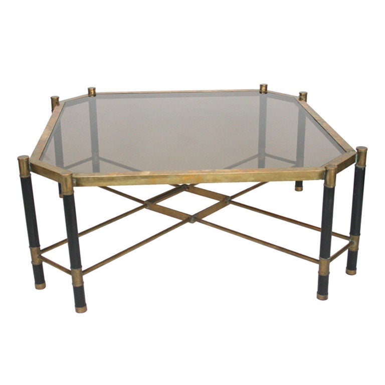 French Metal and Brass Cocktail Table at 1stDibs