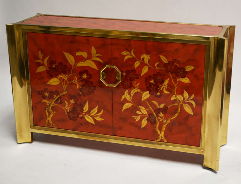 Mastercraft Lacquer and Brass Chinoiserie Commode In Good Condition In Palm Springs, CA