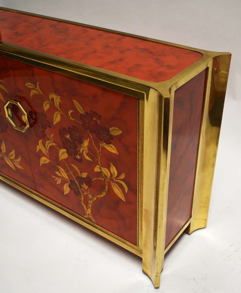 20th Century Mastercraft Lacquer and Brass Chinoiserie Commode