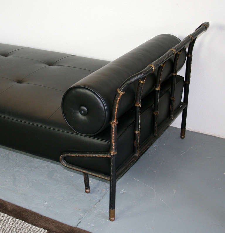 Jacques Adnet Leather Daybed In Excellent Condition In Palm Springs, CA