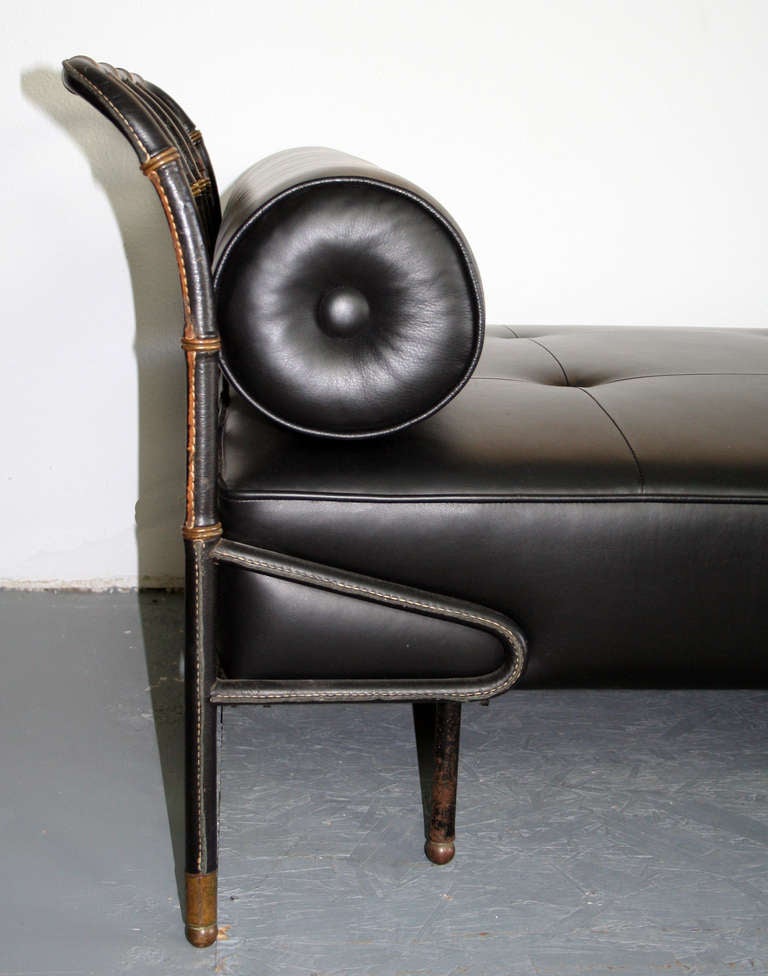 Mid-20th Century Jacques Adnet Leather Daybed