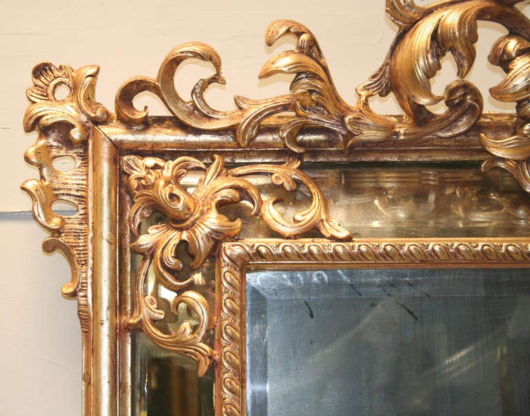 19th c. Continental Carved Giltwood Regence Mirror In Good Condition In Palm Springs, CA