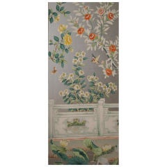 Vintage set of 8 handpainted Chinoiserie wallpaper panels