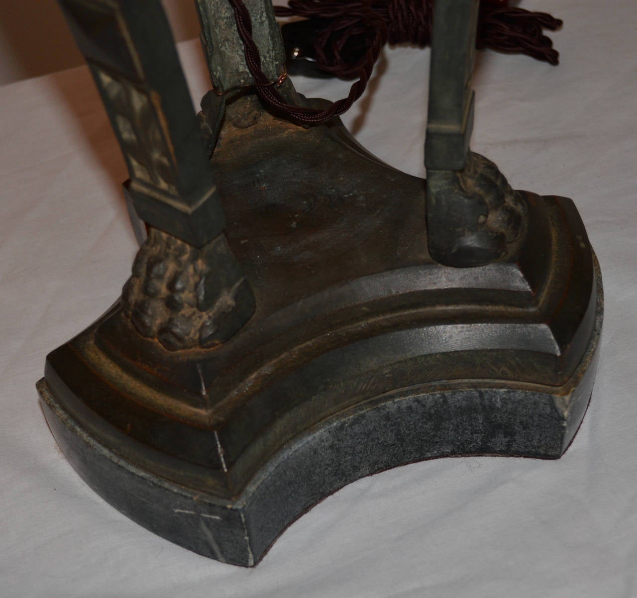 Neoclassical Pair of 19th Century Bronze Tripod Lamps