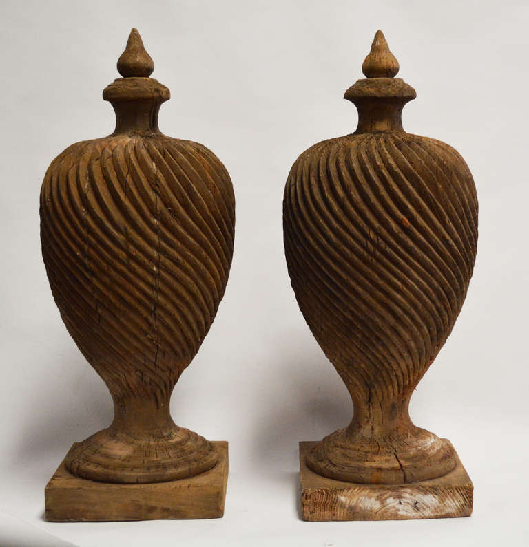 Pair of Monumental 19th Century Wood Finials at 1stdibs