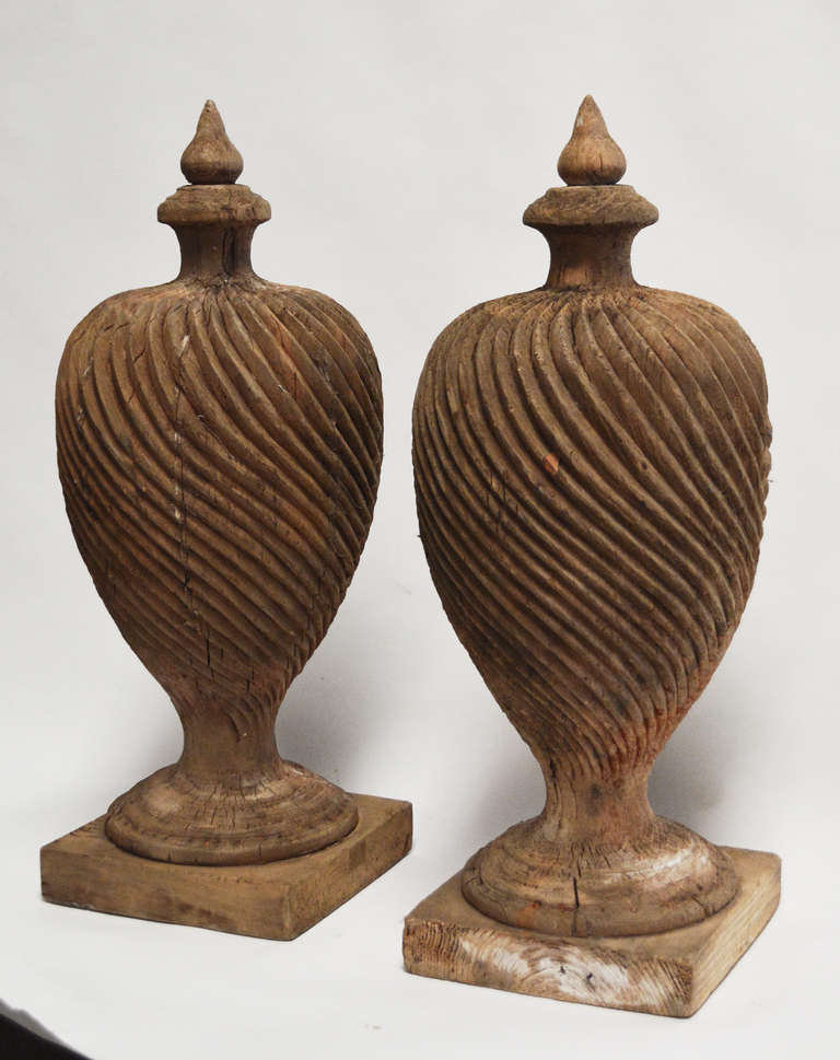 Pair of Monumental 19th Century Wood Finials at 1stdibs
