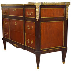 French Louis XVI Jansen Style Brass-Mounted Mahogany Commode 9