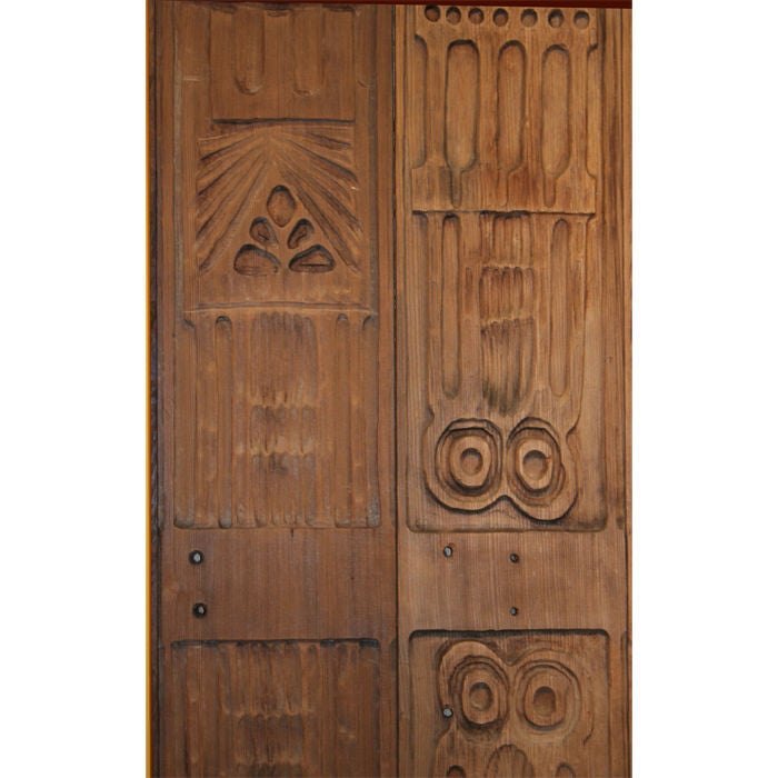 American Set of 3 Carved Redwood Panels by Evelyn Ackerman for Panelcarve