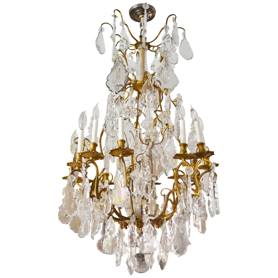 19th Century French Gilt Bronze and Crystal Cage Chandelier For Sale