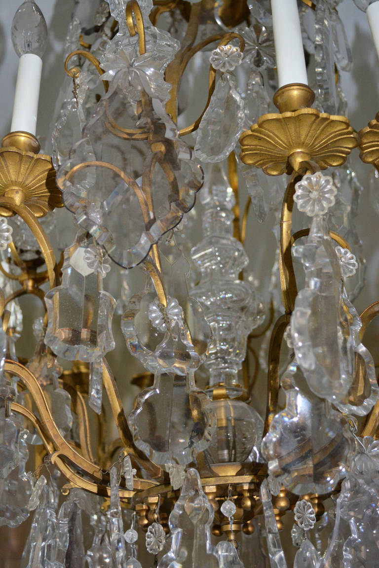 19th Century French Gilt Bronze and Crystal Cage Chandelier For Sale 2