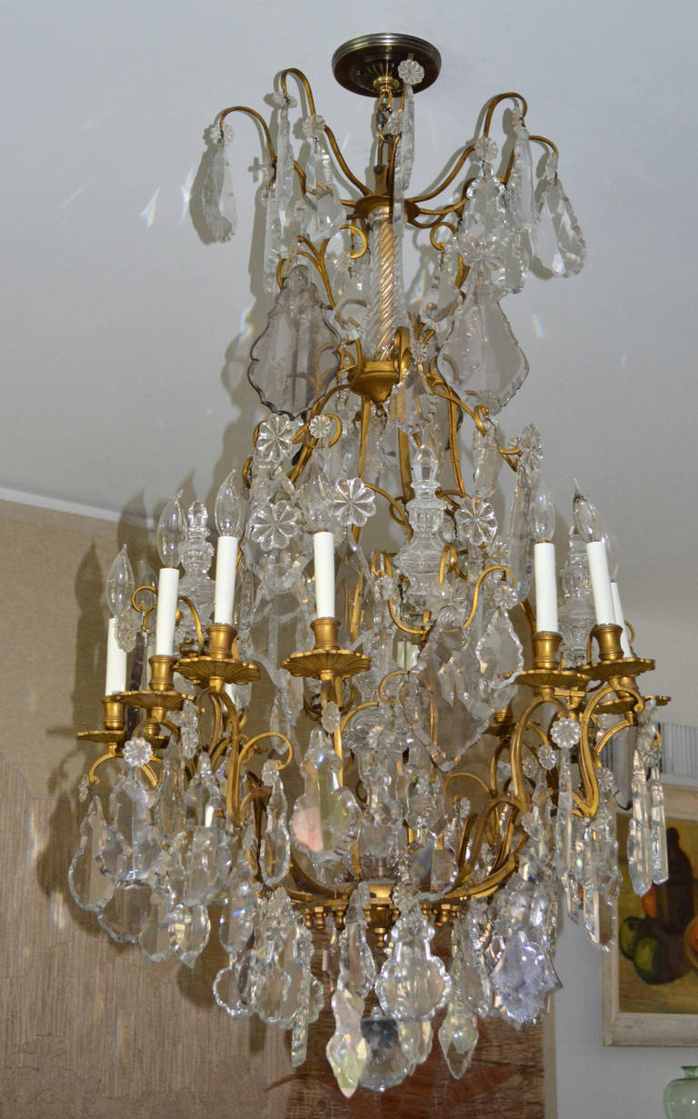 19th Century French Gilt Bronze and Crystal Cage Chandelier In Good Condition For Sale In Palm Springs, CA