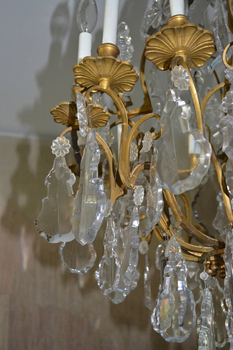 19th Century French Gilt Bronze and Crystal Cage Chandelier For Sale 3
