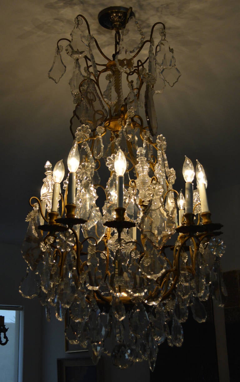 19th Century French Gilt Bronze and Crystal Cage Chandelier For Sale 5