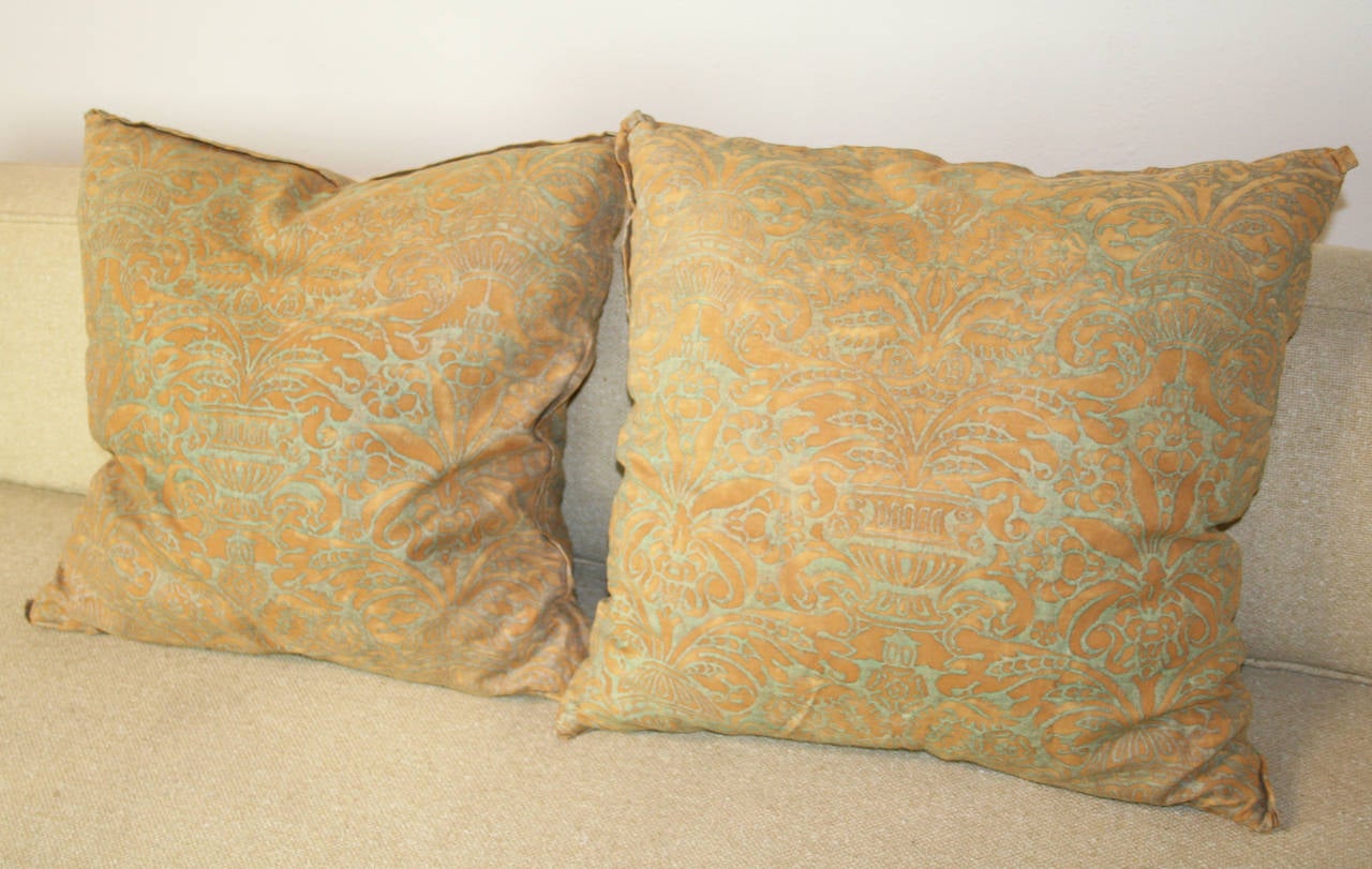 A pair of vintage pillows of Fortuny 