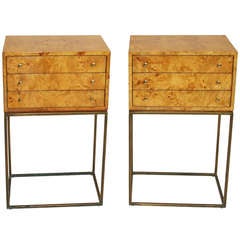 Pair of Small Burl Chests on Stands