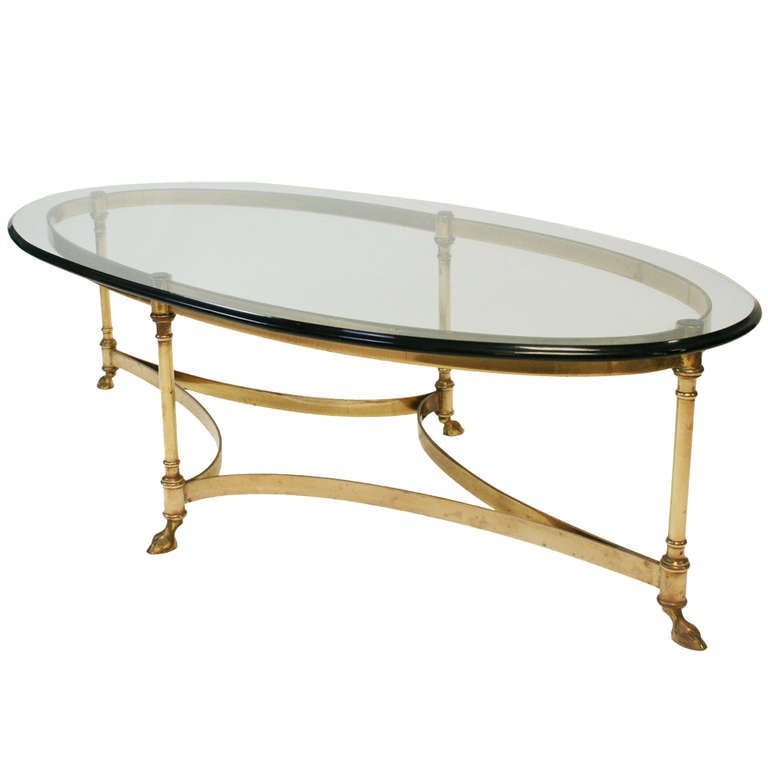 French MidCentury Brass and Glass Cocktail Table at 1stDibs