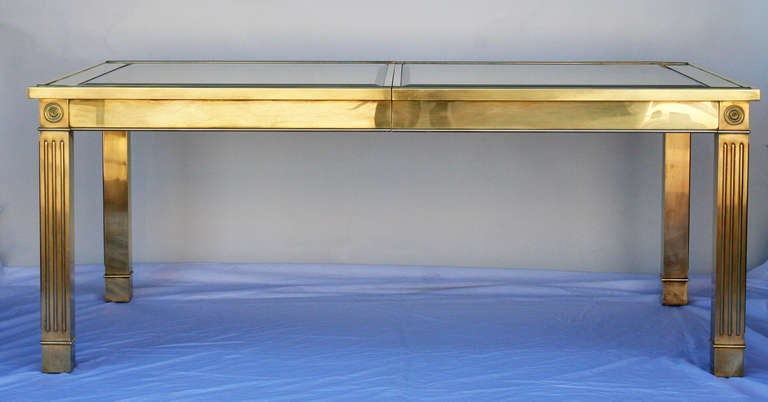 American Mastercraft Brass and Glass Dining Table