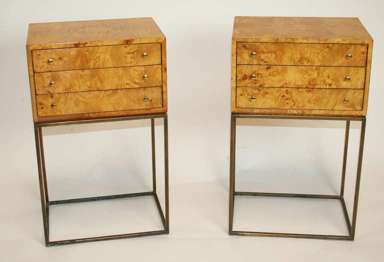Pair of Small Burl Chests on Stands