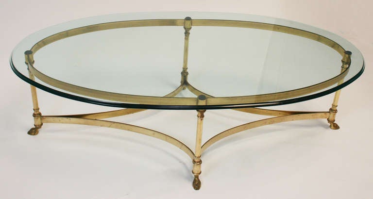 Hollywood Regency French Mid-Century Brass and Glass Cocktail Table