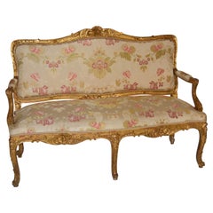 Louis XV Style Giltwood Antique Settee, 19th Century
