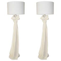 Pair of Draped Plaster Floor Lamps in the manner of John Dickinson 5