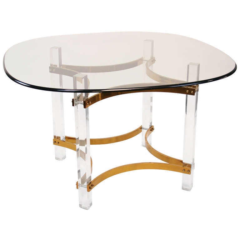 Lucite and Brass Dining Table by Charles Hollis Jones For Sale at 1stdibs