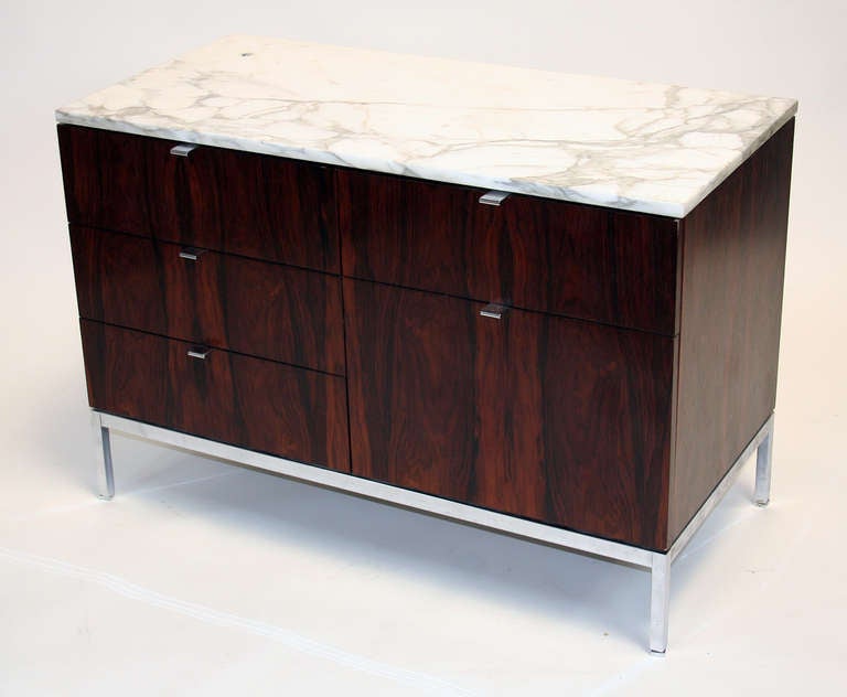 Mid-Century Modern Florence Knoll Executive Rosewood and Marble Cabinet