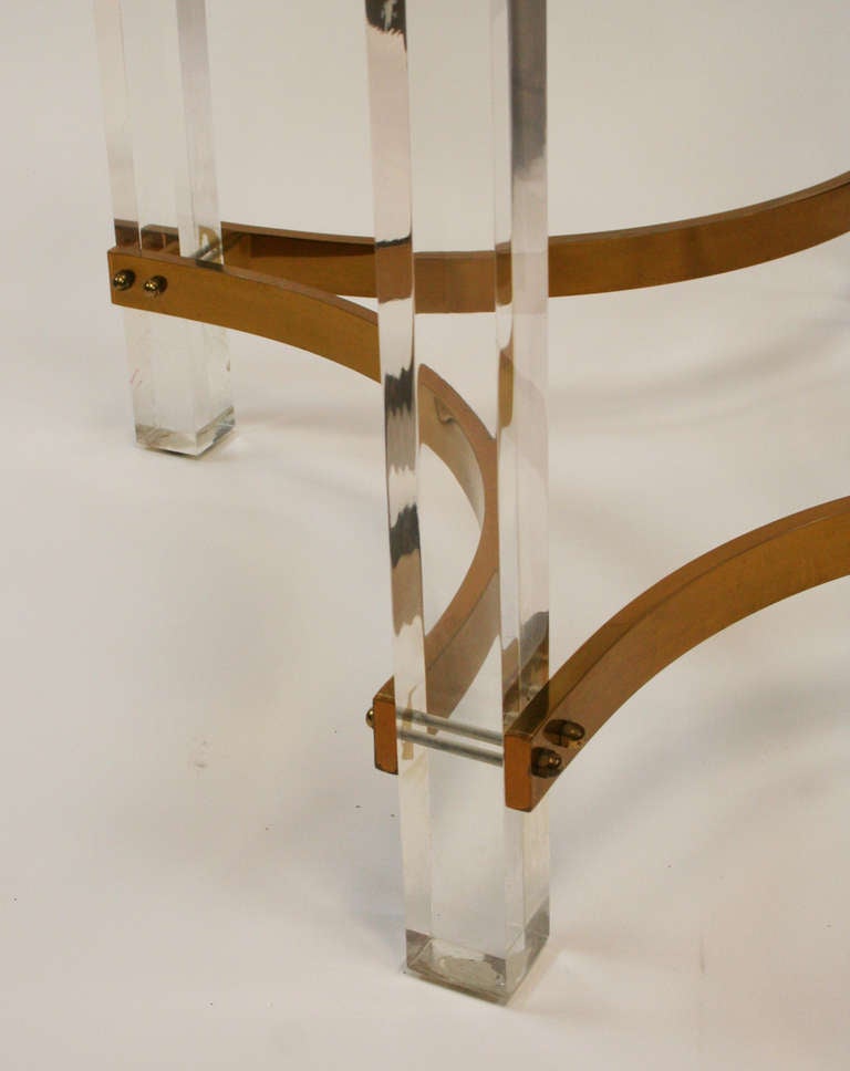 American Lucite and Brass Dining Table by Charles Hollis Jones
