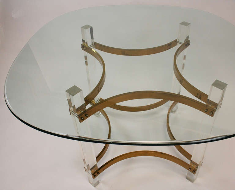 20th Century Lucite and Brass Dining Table by Charles Hollis Jones