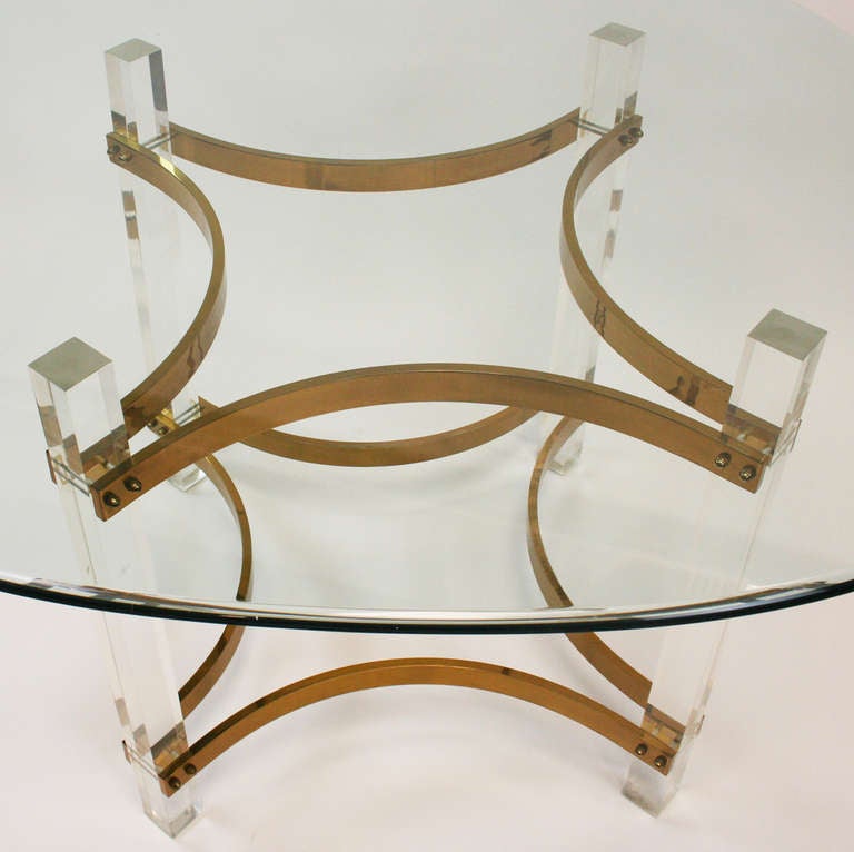 Lucite and Brass Dining Table by Charles Hollis Jones 1