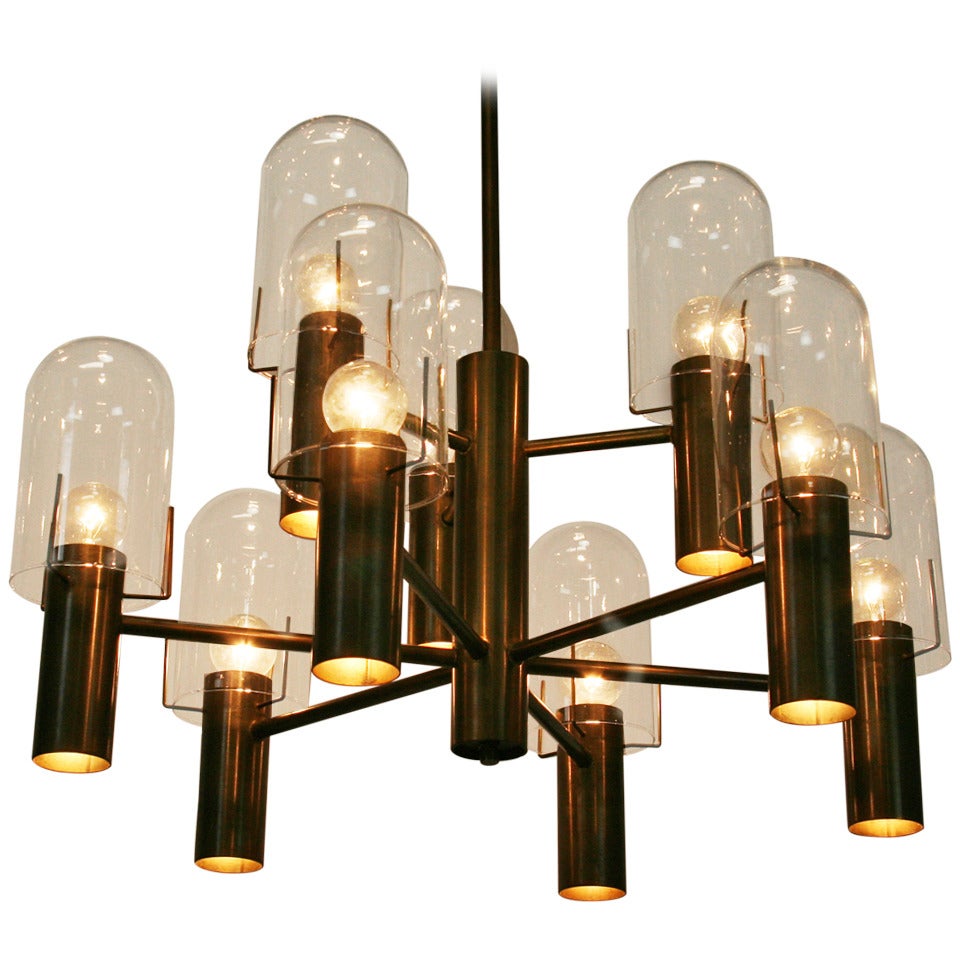 Stuart Barnes for Robert Long Bronze 9 Light Chandelier