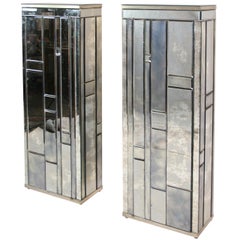 Pair of Beveled Mirror Side Cabinets