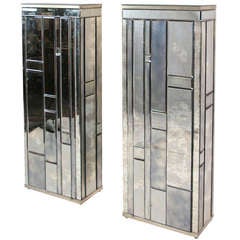 Pair of Beveled Mirror Side Cabinets 4