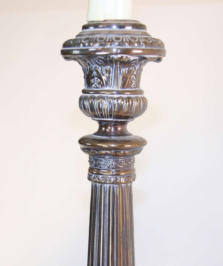 Billy Haines Style Silverplate Candlestick Lamp In Good Condition For Sale In Palm Springs, CA