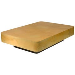 Large Parchment Coffee Table in the Style of Karl Springer