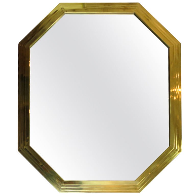 Mid-century Italian Octagonal Brass Mirror
