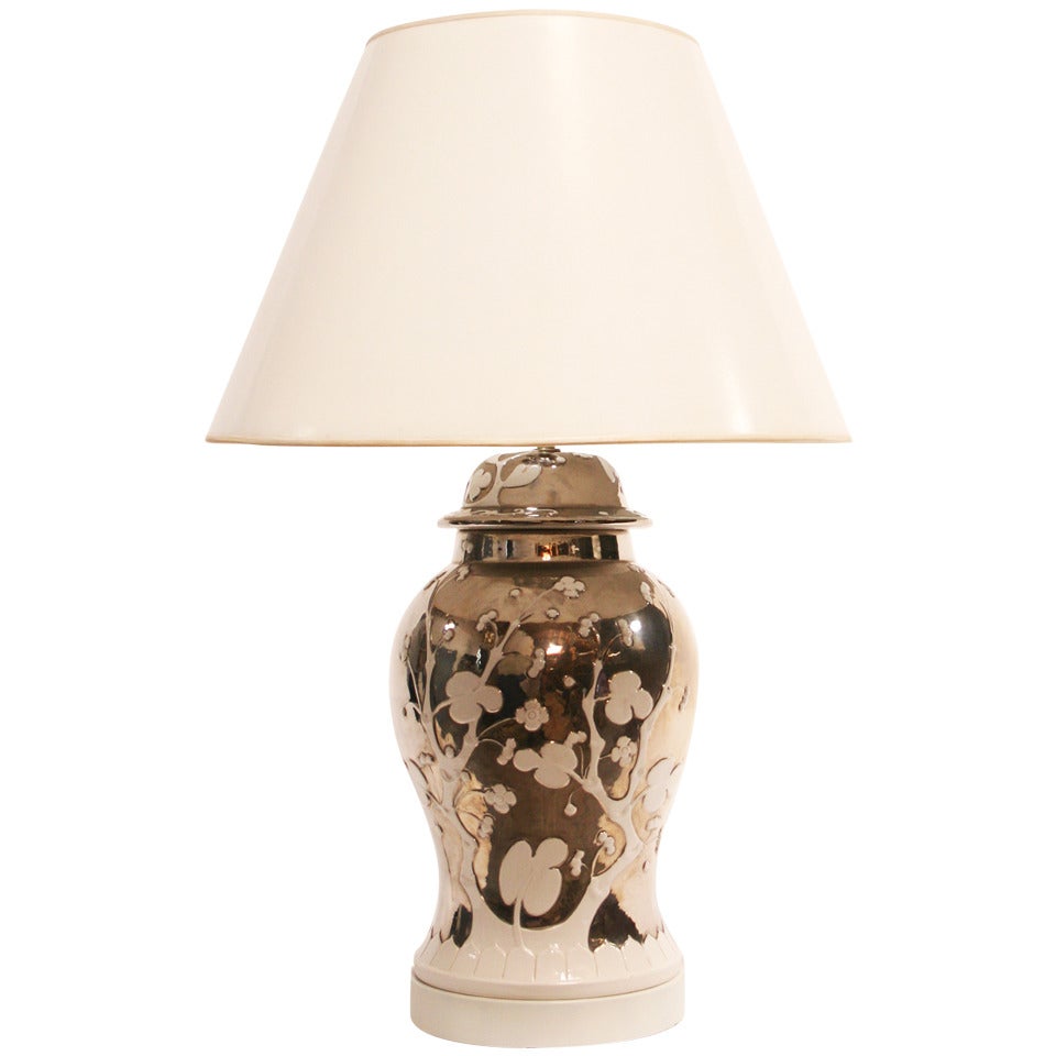 Mercury Glazed Blanc de Chine Lamp For Sale