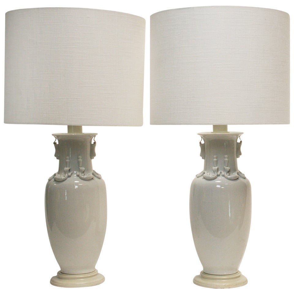 Exceptional Pair of Blanc de Chine Lamps