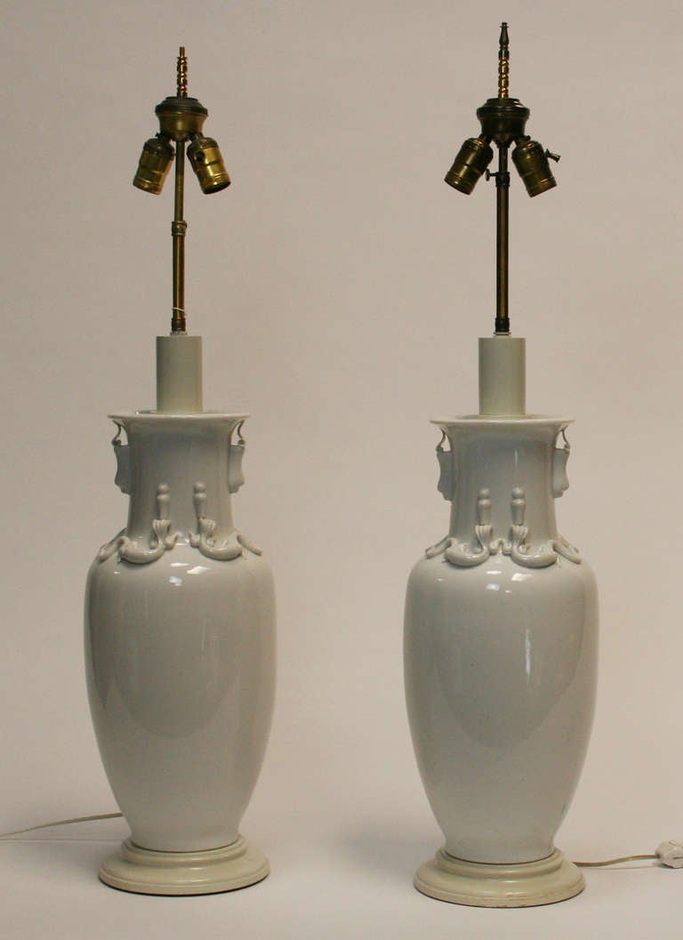 Unknown Exceptional Pair of Blanc de Chine Lamps