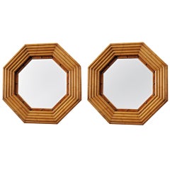 Pair of Octagonal Faux Bamboo Mirrors