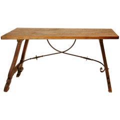 Spanish Walnut and Iron Trestle Table 7