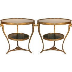 Pair of French Gilt Bronze and Marble Gueridon